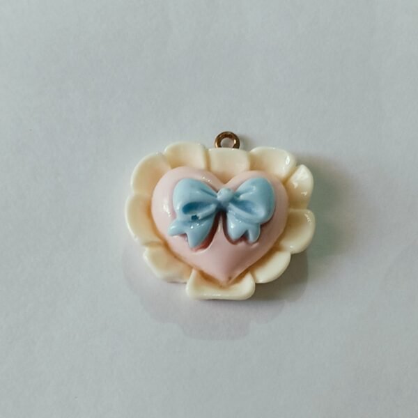 bluebowheart enamel charms