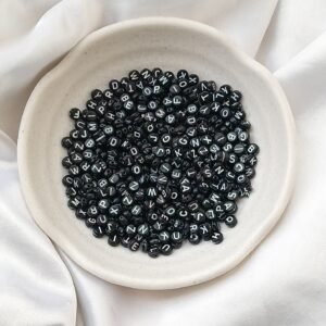 black alphabet  beads