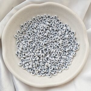 white alphabet  beads