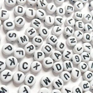 white alphabet  beads