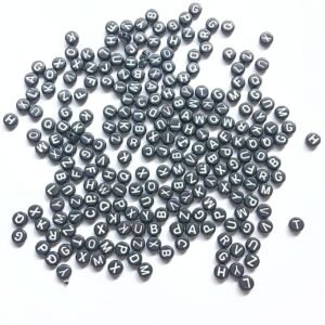 black alphabet  beads