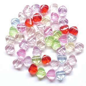 glass heart beads