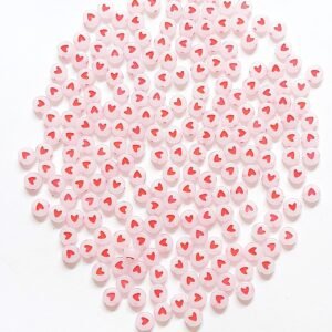 white red hearts beads