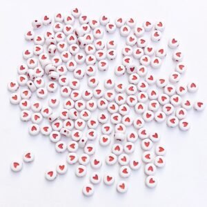 white mini hearts beads