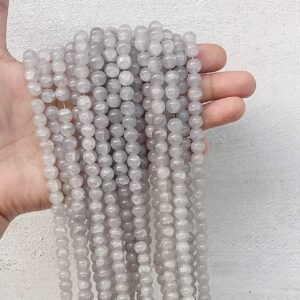 dual beads, grey , 8mm glass beads / double shade jelly beads