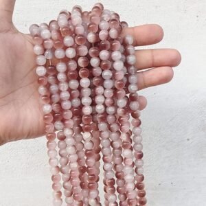 dual beads, brown , 8mm glass beads / double shade jelly beads