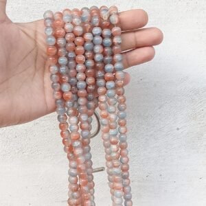 dual beads, green orange , 8mm glass beads / double shade jelly beads