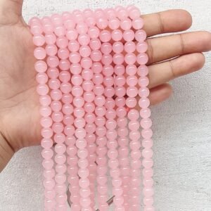 pink 8mm glass beads / jelly beads