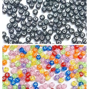 Alphabet & Number Plastic Beads Combo – Set of 200 Pcs (100 Letters + 100 Numbers)
